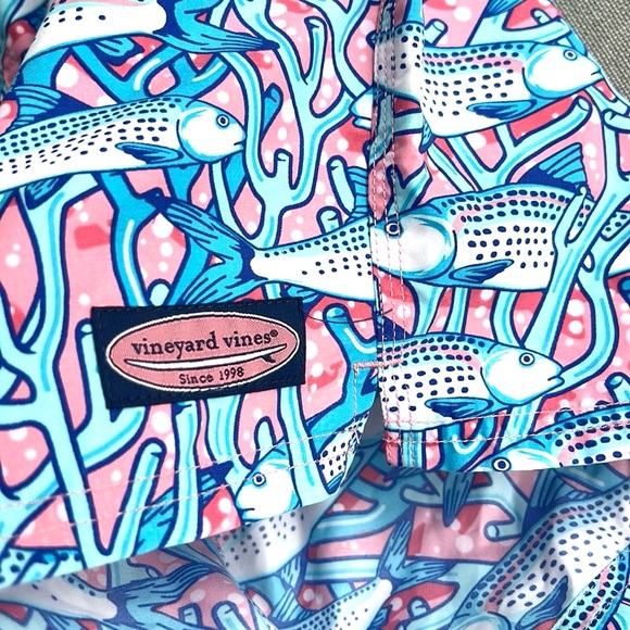 VINEYARD VINES fish print men’s swim trunks size M pink blue - Picture 5 of 17